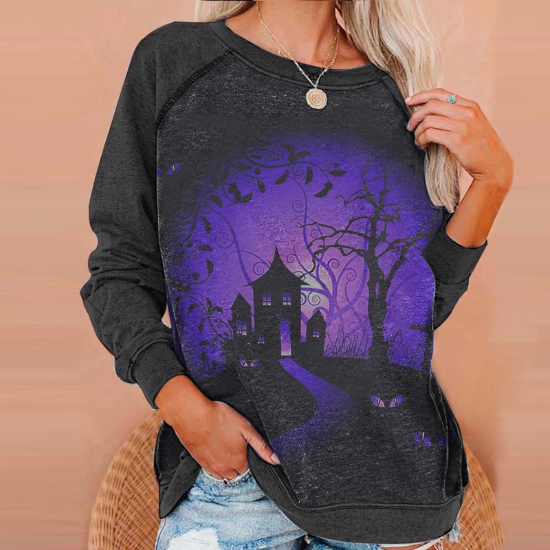 Womens Casual Halloween Day Darkness Printed Sweatshirt