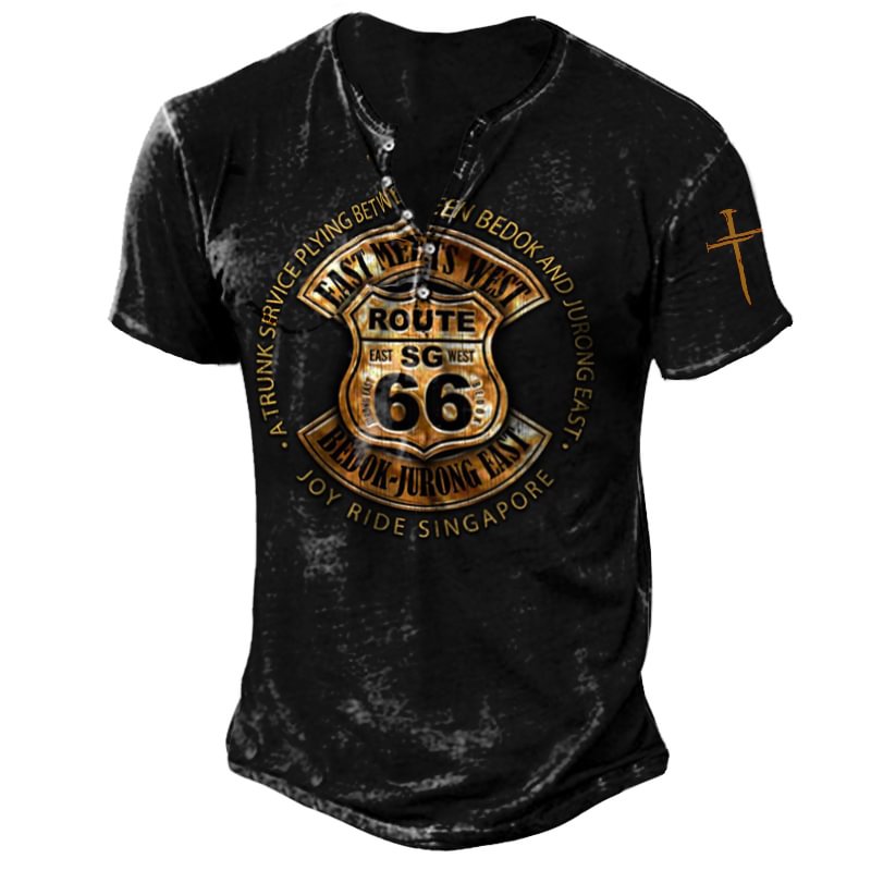 Mens Fashion Retro Route 66 T-shirt / [viawink] /