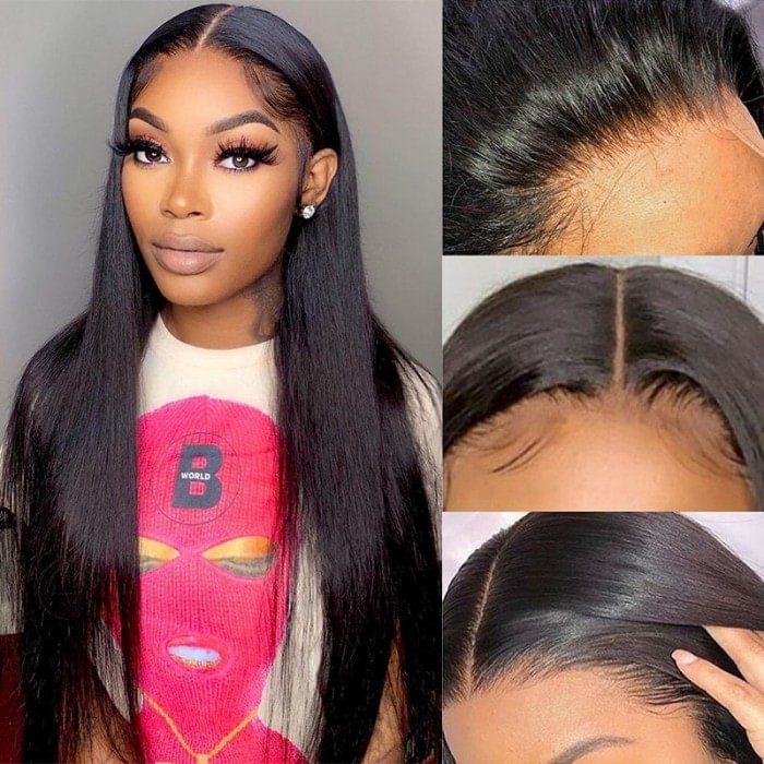 🔥Best Sale 🔥 Glueless 4×4 Lace Closure Wigs | Black Staight Hair Wigs | Soft & Manageable