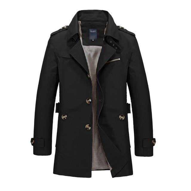 Long Leather Trench Coat Men New Men's Spring Casual Jacket Windbreaker Outerwear High Quality Fashion Long Coat-Corachic