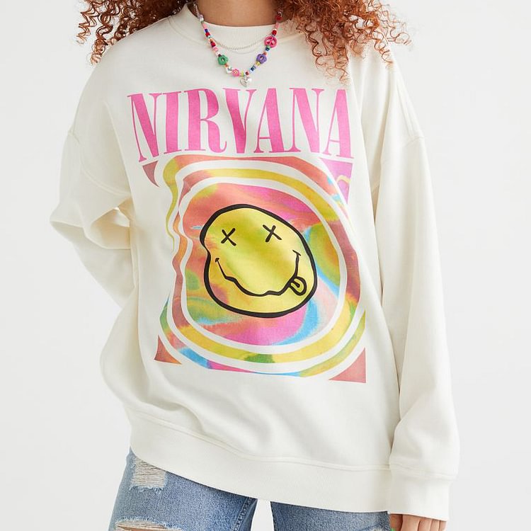 Oversized Nirvana Smile Overdyed Sweatshirt