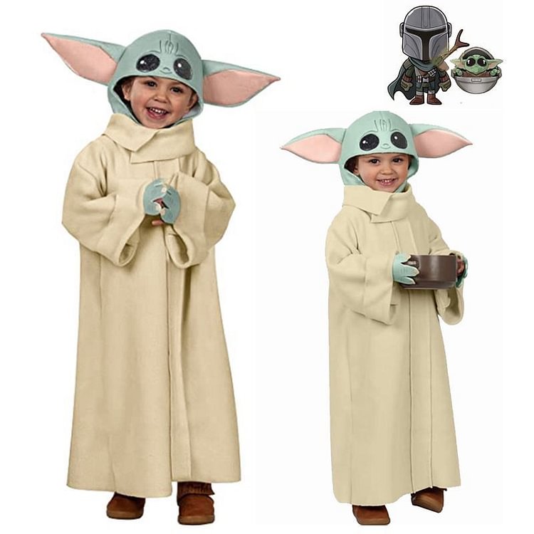 Mayoulove Baby Yoda Cosplay Costume with Hat Boys Girls Bodysuit Halloween Fancy Jumpsuits-Mayoulove