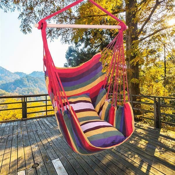 Portable Camping Hanging Hammock With 2 Pillows - vzzhome