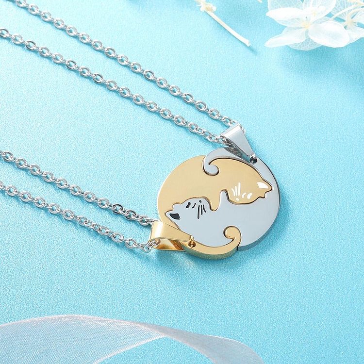 2BFF Couples Cute Kittens Matching Cats Pendant Necklace-Mayoulove