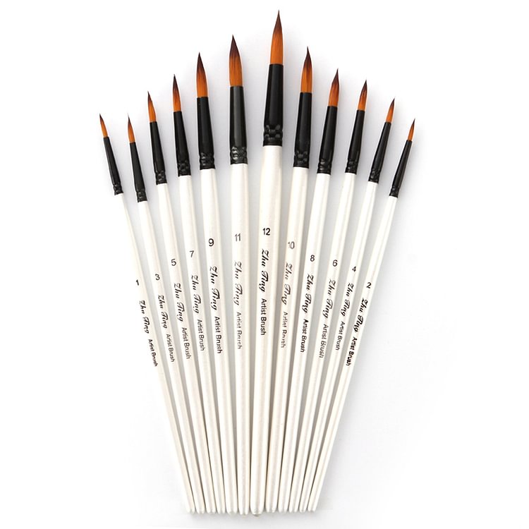 12pcs Portable Watercolor Pen Set Nylon Fiber Brush Paint Brushes (Sharp)