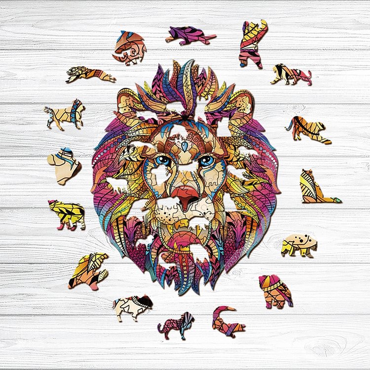 Lion Mandala Wooden Jigsaw Puzzle