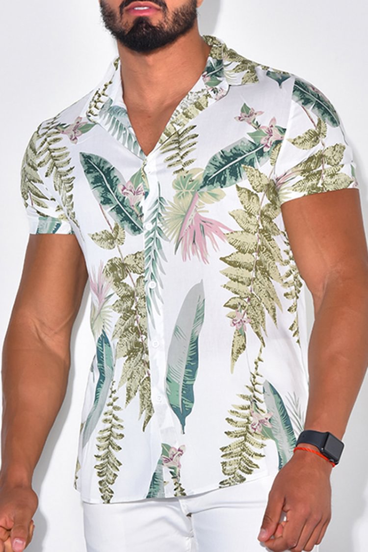 Tiboyz Casual Botanical Print Fashion Shirt