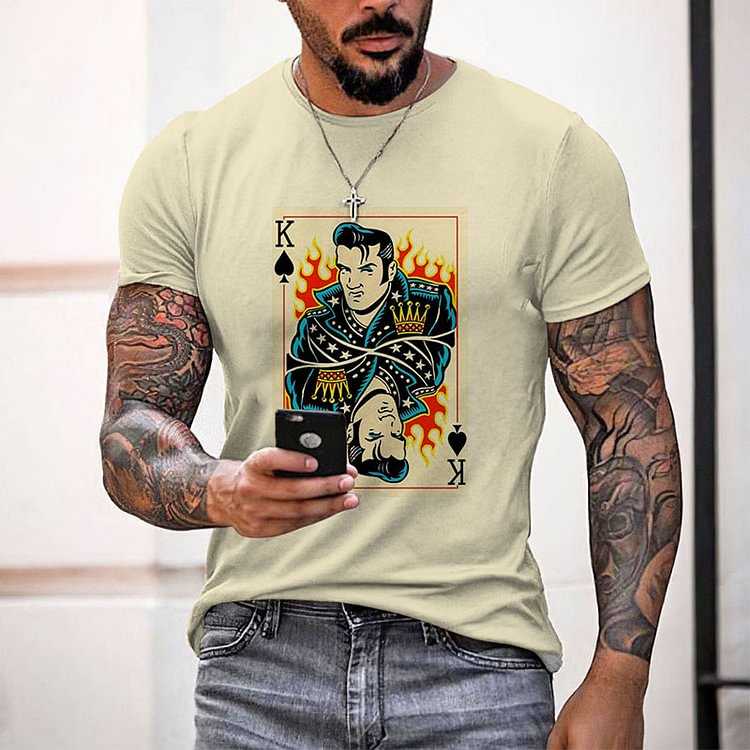 BrosWear Beige Casual Vintage Men'S T-Shirt