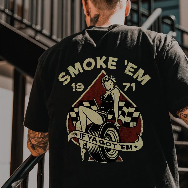 Cloeinc Smoke'em Skull Printed T-shirt - Cloeinc