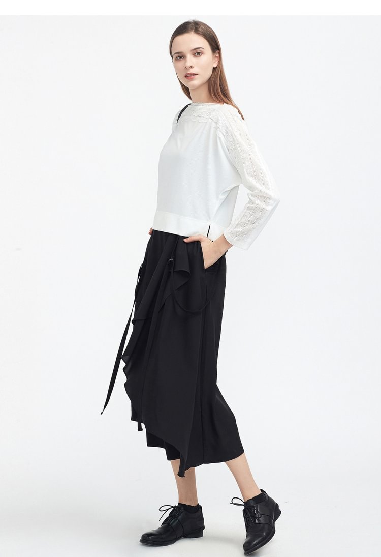 SDEER Irregular lace-up wide-leg trousers overalls