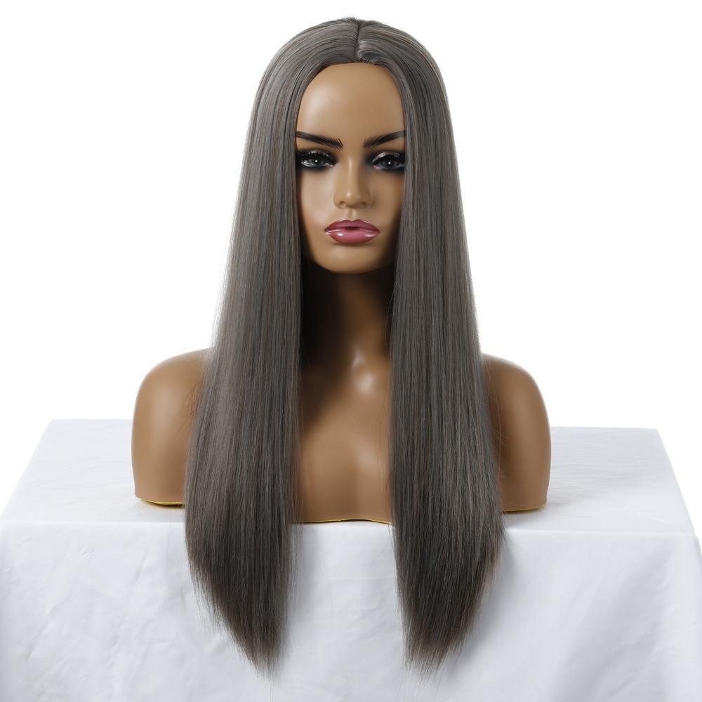 European and American Multicolor Long Straight Hair Women's Chemical Fiber Wig Set-Corachic