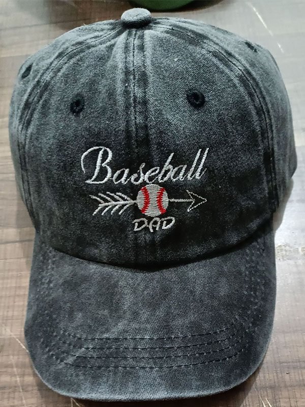 Tiboyz Baseball Dad Printed Embroidered Distressed Washed Cap