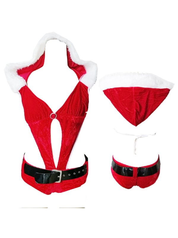 Suspender Velvet Christmas Costume Uniform Set-Icossi