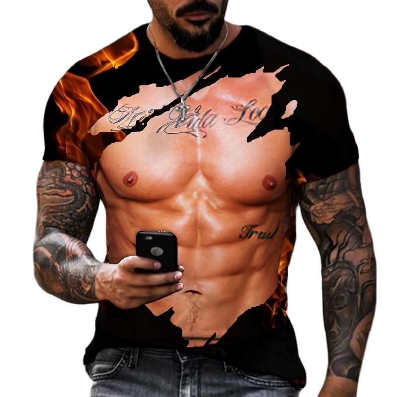 Funny 3D Printed Muscle Summer Short Sleeve Men's T-Shirts-VESSFUL
