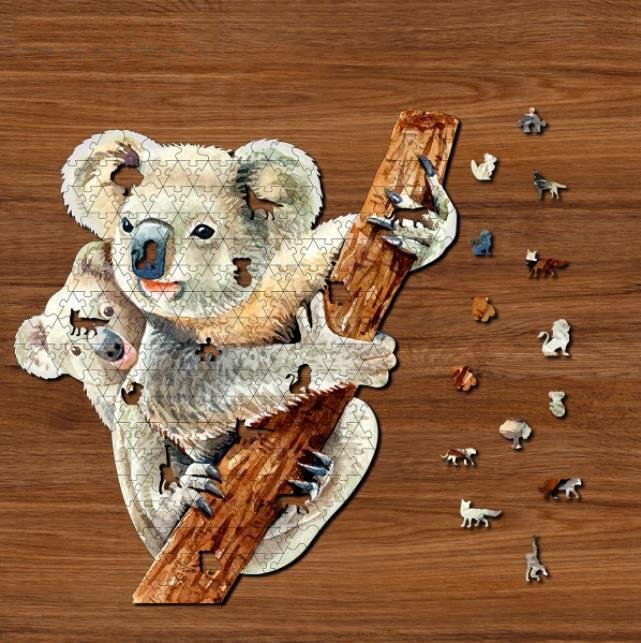 JEFFPUZZLE™-JEFFPUZZLE™ NatoCraft Premium Wooden Jigsaw Puzzle - Mom Holding Koala