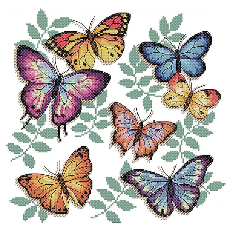 (Counted/Stamped)Colorful Butterfly - Cross Stitch  34*33CM