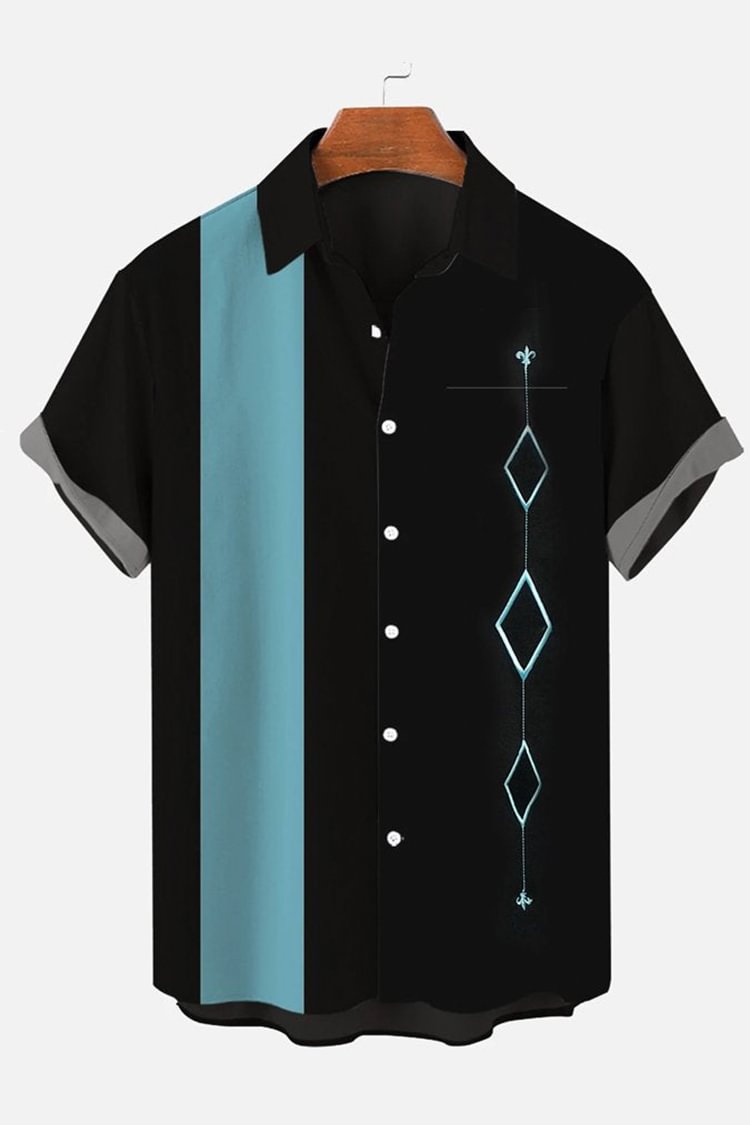 Tiboyz Contrast Geometric Short Sleeve Shirt