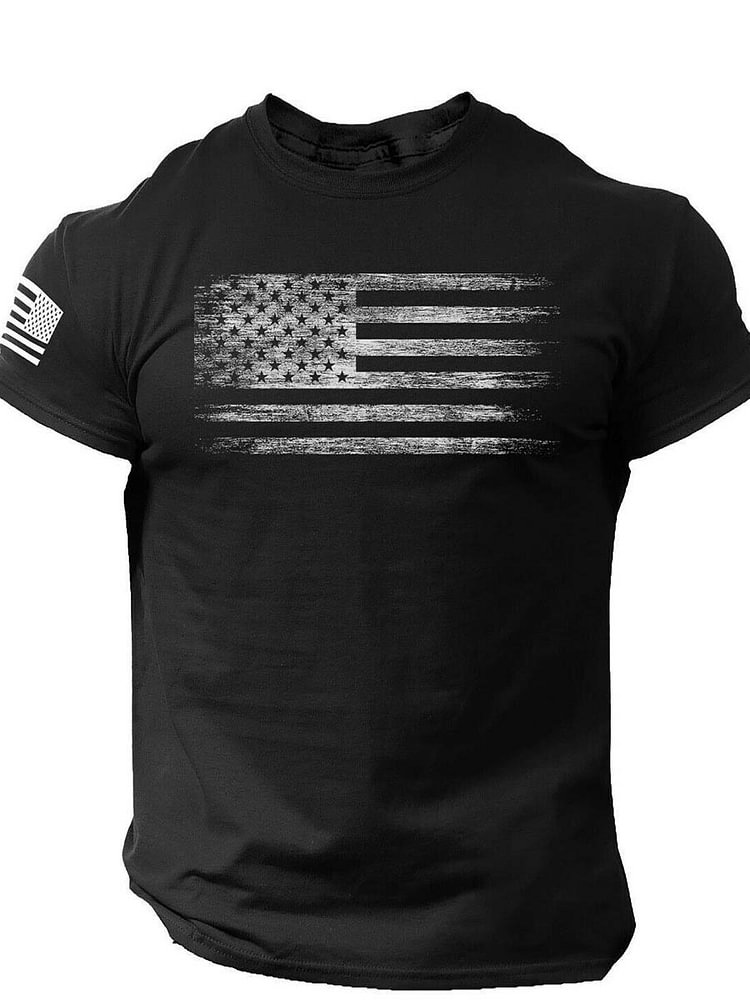 BrosWear American Flag Vintage Men's Casual T-Shirt