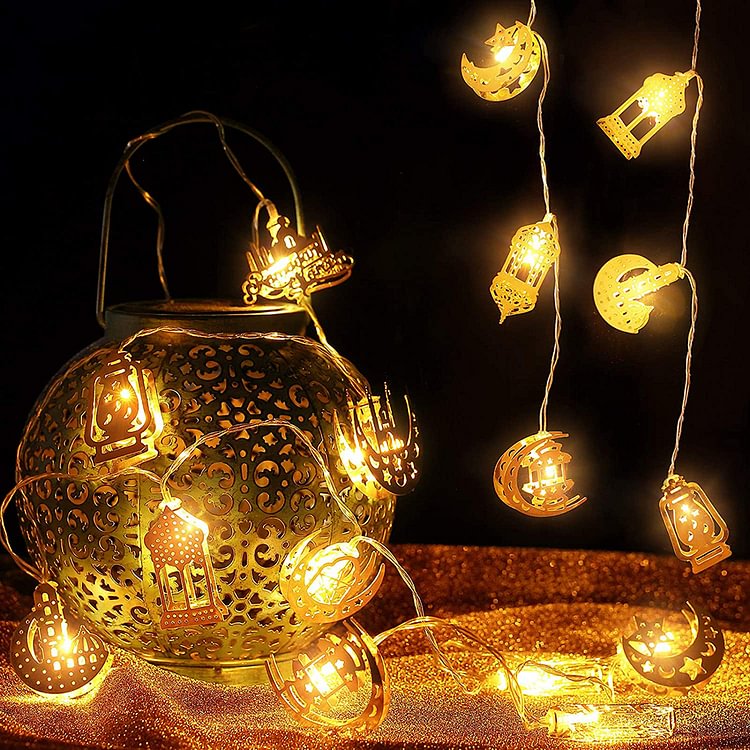 LED Metal Gold Moon Star Mosque​ Ramadan-Curtain String Night Light