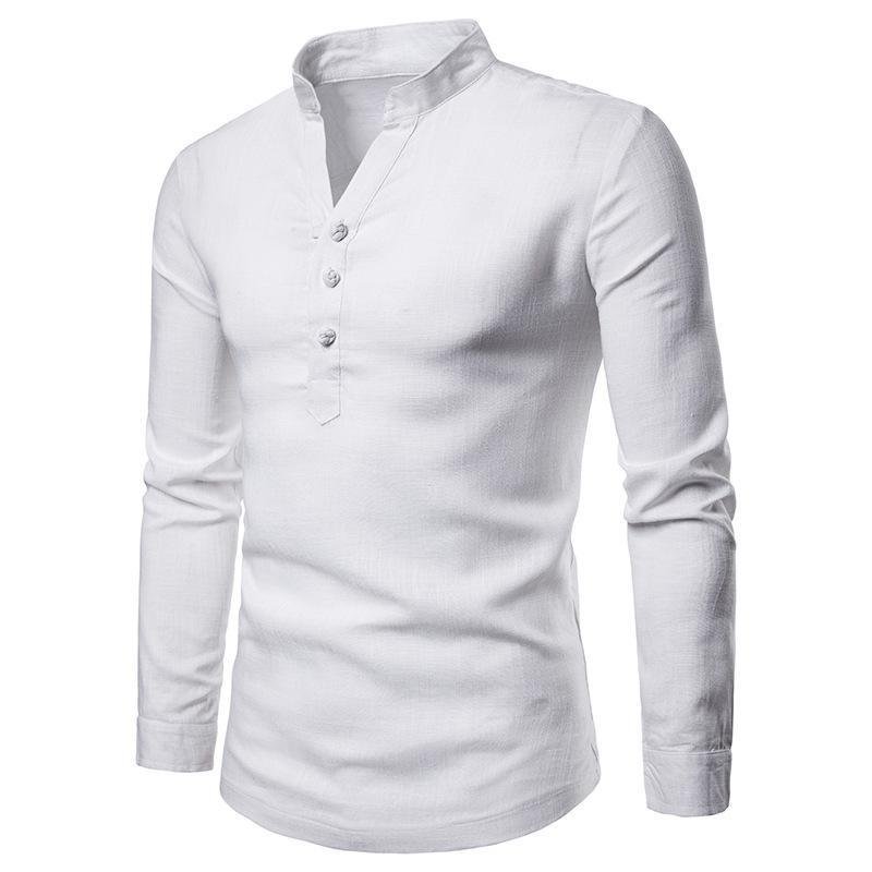 Solid Color Slim Large Size Long-Sleeved Shirt-Corachic