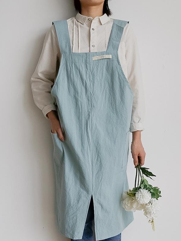 Home Garden Double Pockets Apron Dress-Mayoulove