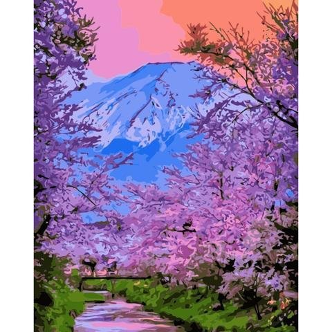 DIY Paint by Numbers Canvas Painting Kit for Kids & Adults - Blooming Trees in Japan、bestdiys、sdecorshop