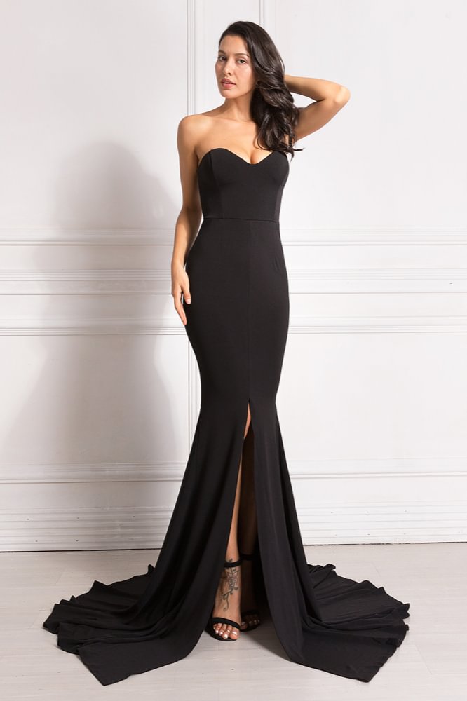 sexy black sweetheart mermaid long prom dress