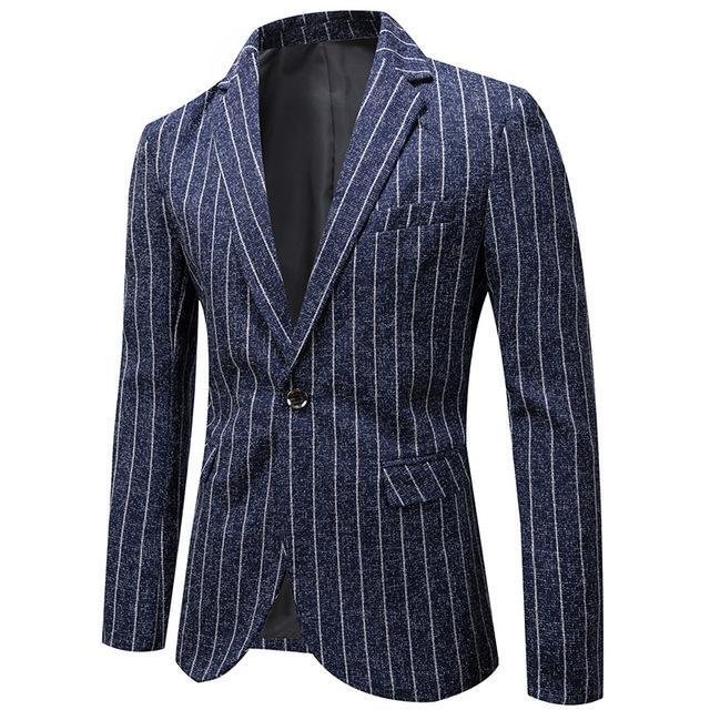 Men Jacket Blazers Stripe Suit Fashion Man Groom Business Causal Formal Blazer Jackets-Corachic