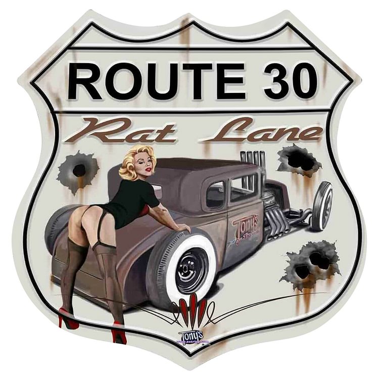 Route 30- Shield Shape Tin Sign - 30*30CM