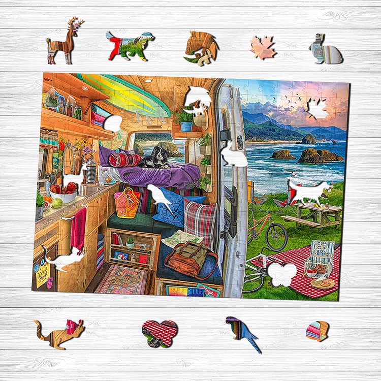 RV Travel Wooden Jigsaw Puzzle