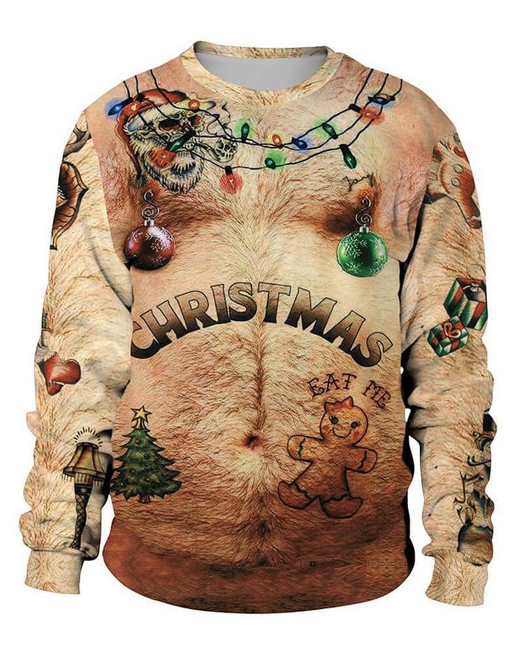 Mayoulove Christmas Decoration On Men Skin Like Print Unisex Pullover Sweatshirt-Mayoulove