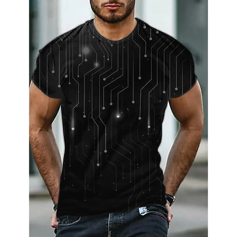 Electronic Chip Daily Tops Summer Short Sleeve Men's T-Shirts-VESSFUL