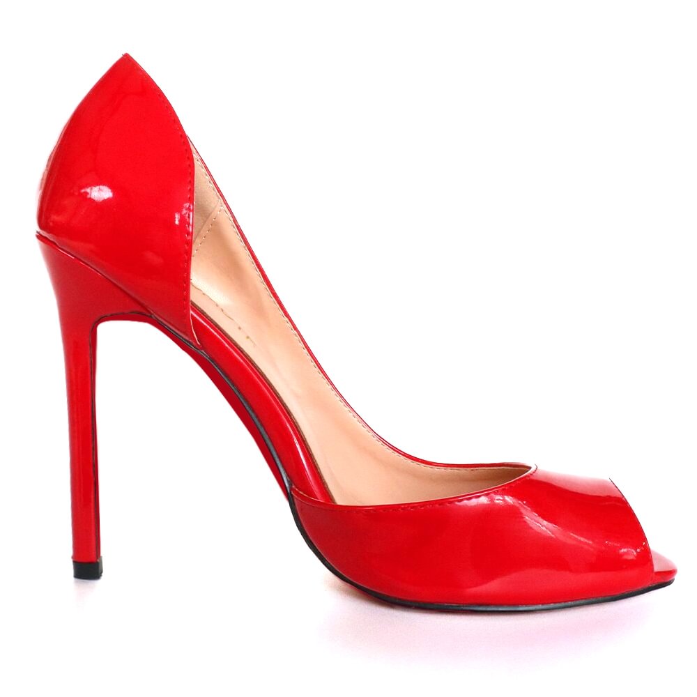 120mm Women's Party Wedding Peep Toe heels Red Patent-vocosishoes