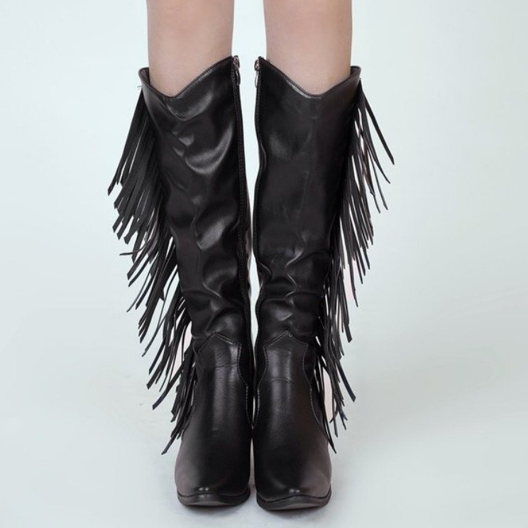 Women's Classic Color Fringed Trim Boots