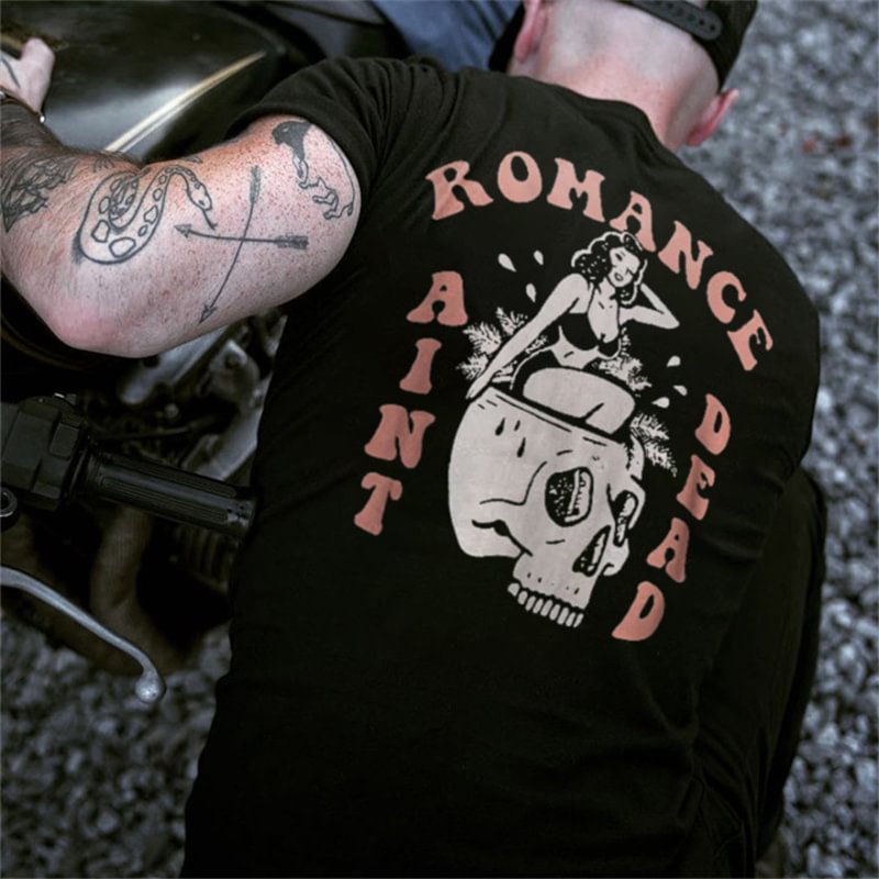 UPRANDY Romance Ain't Dead Skull Printed Men's T-shirt -  UPRANDY