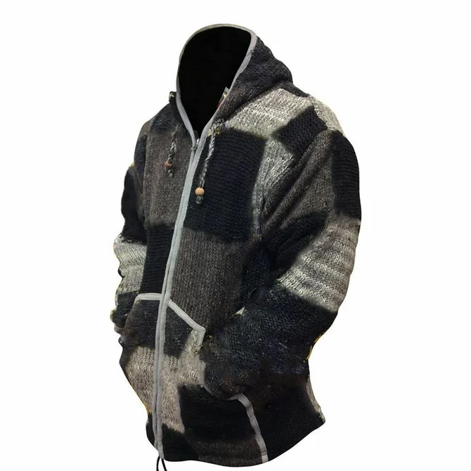 Zipper Color Matching Casual Mens Winter Hooded Sweater / [viawink] /