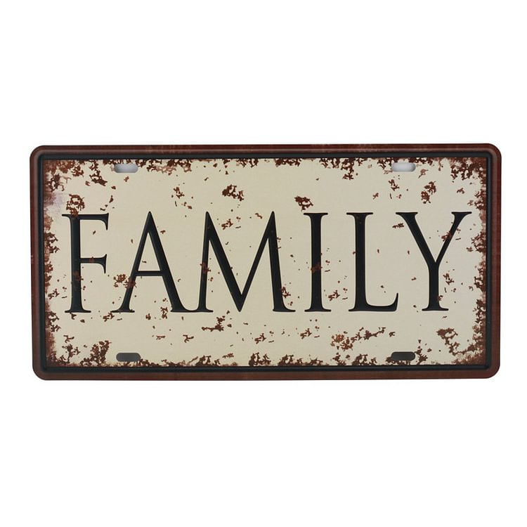 Family - Vintage Tin Signs - 15x30cm