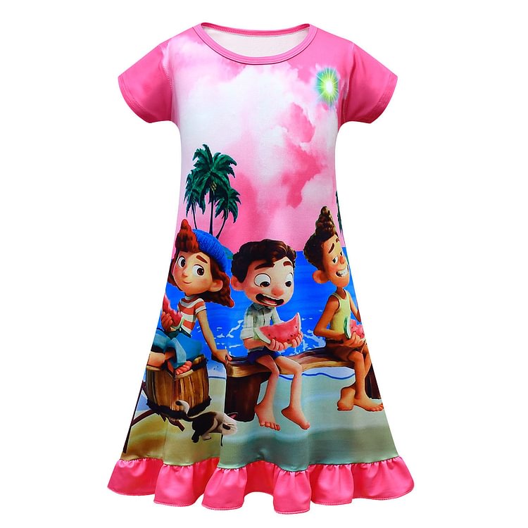 2021 Summer Sleeping Dress Summer Friends Sunny luca Luca Children's Long Short Sleeve Dress 80513-Mayoulove