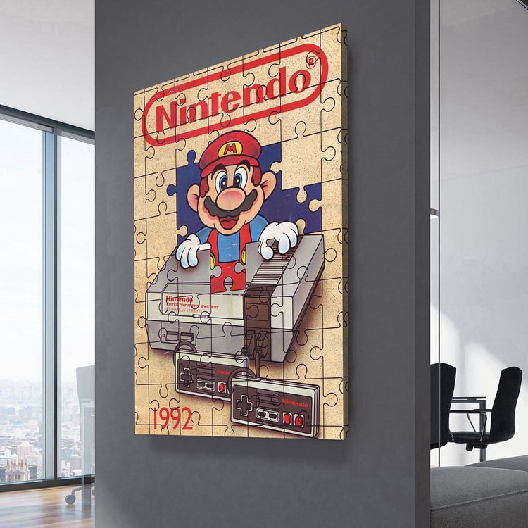 Mario Jigsaw Puzzle Style Nintendo Canvas Wall Art