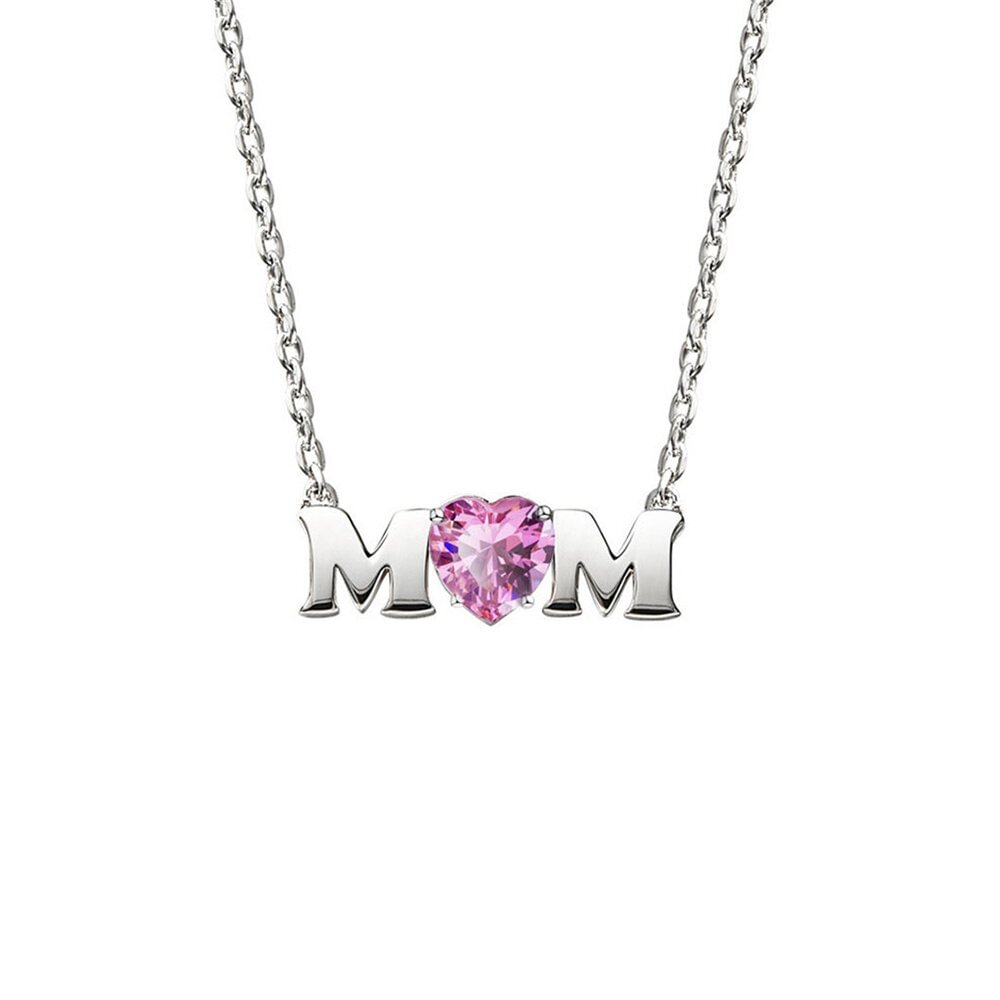 【Standard】Herz-Zirkon-Halskette mit MOM-Buchstaben-Geschenken für Mutter  Kettenmachen