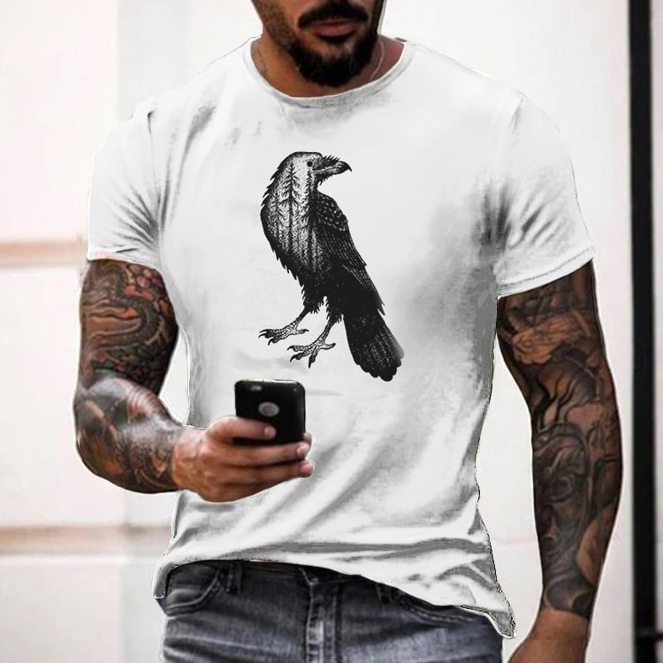 BrosWear Standing Eagle Print Short Sleeve T-Shirt