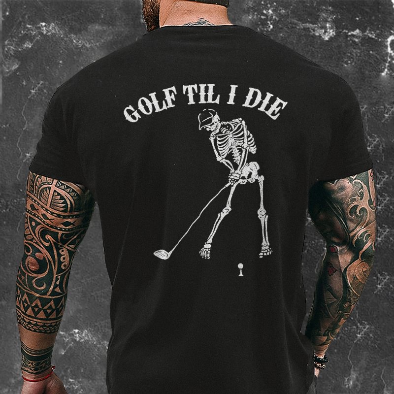 Livereid Golf Til I Die Skull Print T-shirt - Livereid