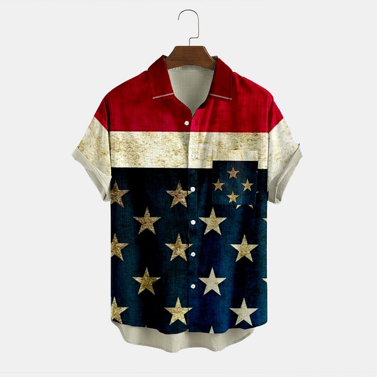 BrosWear Fashion American Flag Casual Shirt