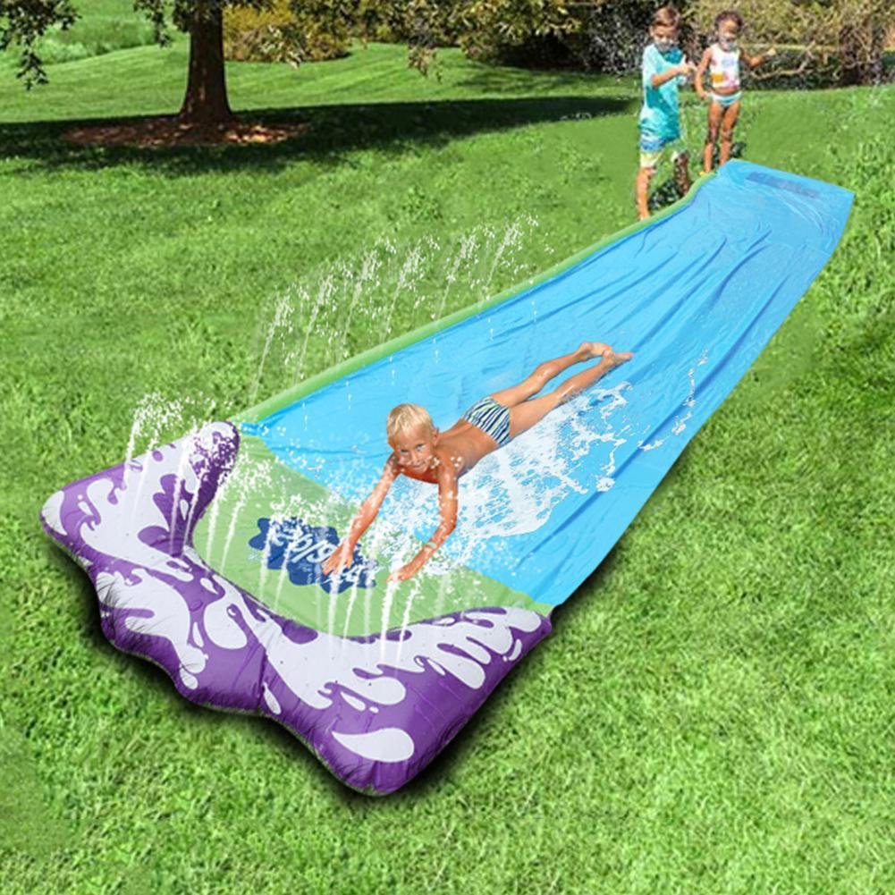 Inflatable Lawn Water Slides Slip - 15.7FT Slip and Slide with Splash Sprinkler and Inflatable Crash Pad、、sdecorshop