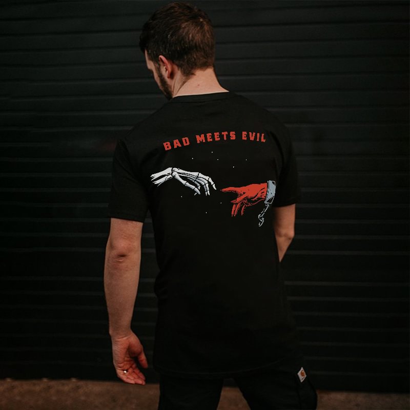 Bad Meets Evil Letters Printed Classic Men’s T-shirt -  UPRANDY