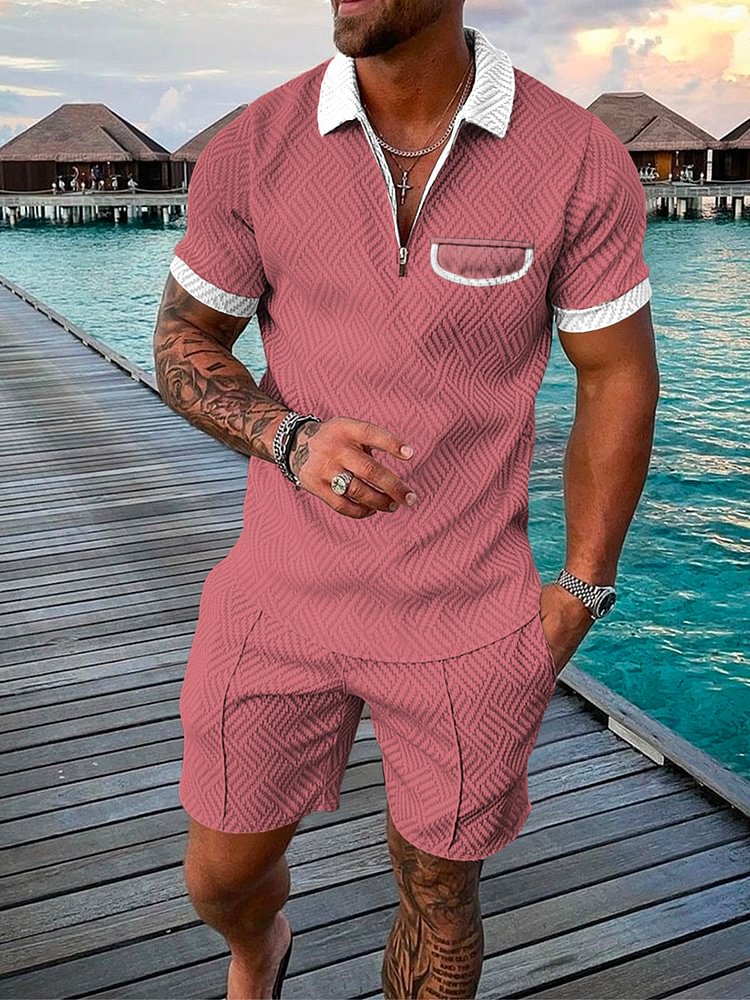 Men's Holiday Contrast Color Polo Suit