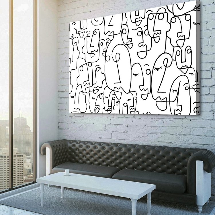 Abstract Faces Line Canvas Wall Art