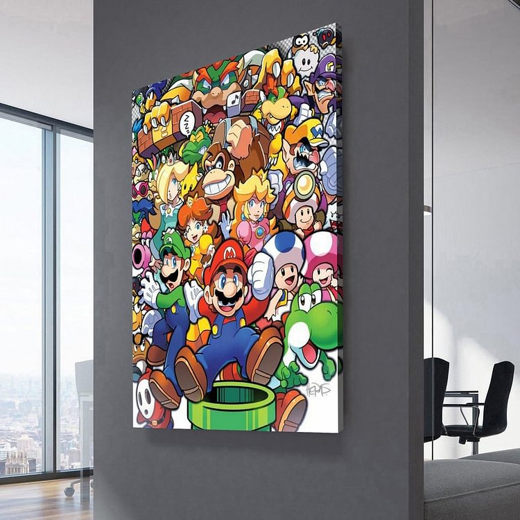 Super Mario All Characters Canvas Wall Art
