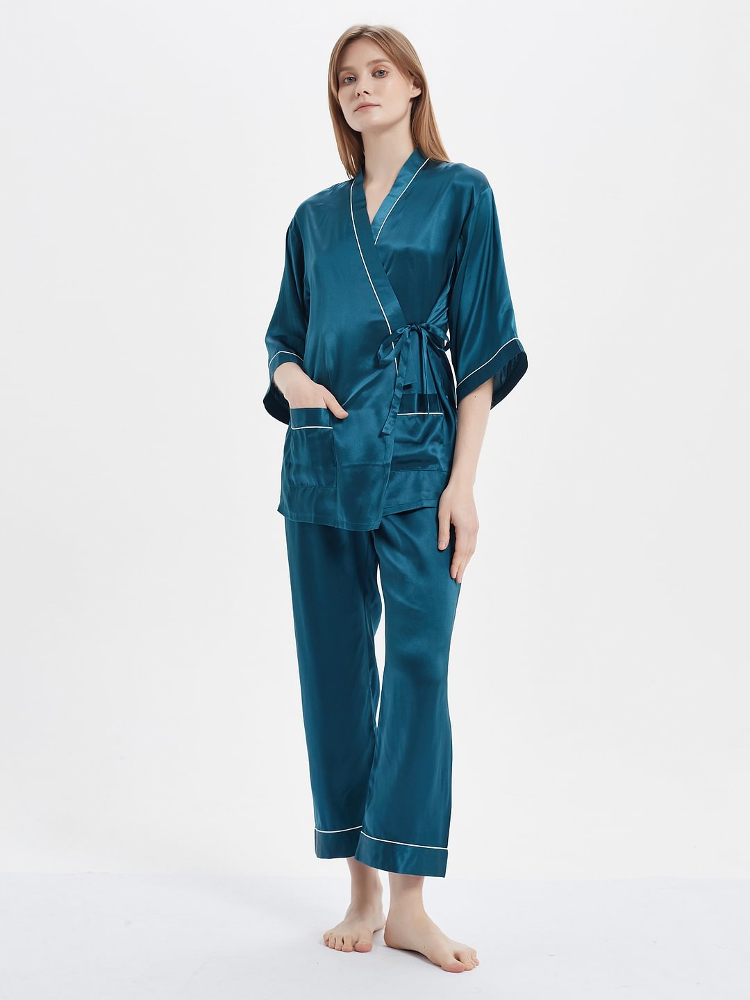 Robe Style Silk Pajama Set
