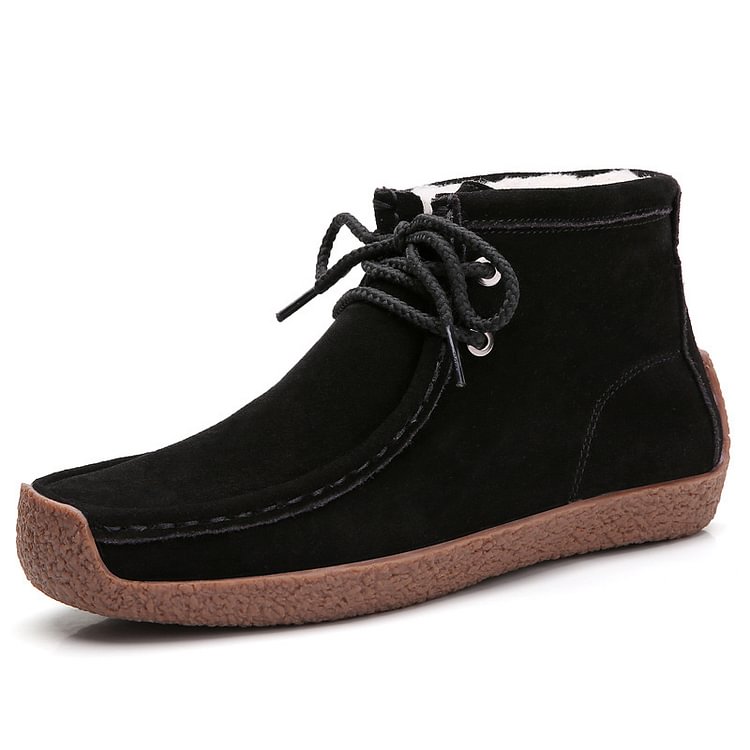 Women's Leather Casual Flat Cotton Wallabee Boot